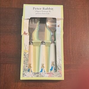 Pottery Barn Kids Peter Rabbit Set of Cutlery 3 piece Fork Knife Spoon NEW